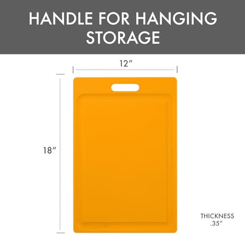 Dexas NSF Certified Polysafe Cutting Board with Handle and Juice Well, 12 x 18 inches, Reversible Kitchen Cutting Board, Yellow - color: Yellow, size: 18"L x 12"W
