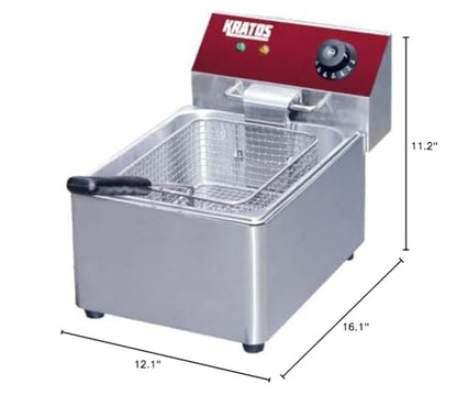 Kratos Commercial Electric Countertop Deep Fryer, 10 lb. Fryer with Basket, Stainless Steel Fryer for Restaurants, Concession Stands