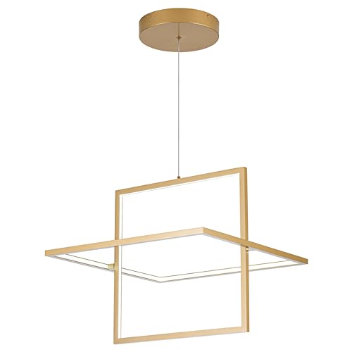 Modern Gold LED Square Hanging Pendant Chandelier, 65W - color: Gold, size: 2 Rings
