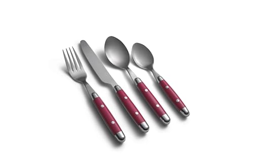 Cambridge Jubilee Red 16-Piece 18/0 Silverware Set for 4, Flatware - color: Red