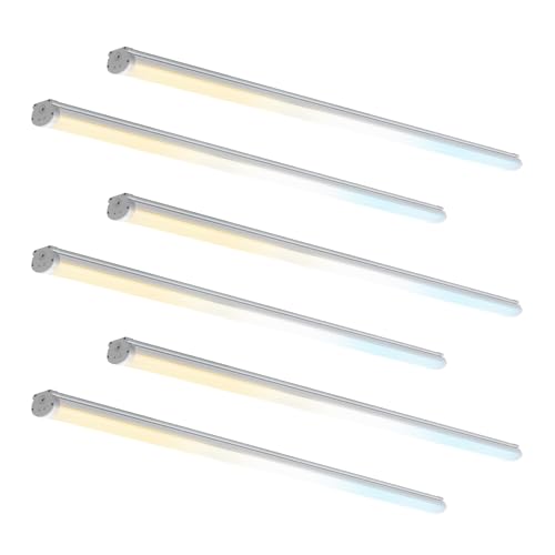 ASD 8FT LED Vapor Tight Light Fixture with Emergency Battery Backup - 64W/96W/120W 120-277V 3500/4000/5000K Dimmable Vapor Proof Lighting, Seamless Linkable Commercial Wall Light, UL DLC 6 Pack - color: 8ft Emergency Battery, size: 6 Pack