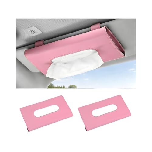 Car Tissue Holder, Rectangle Vehicle Sun Visor Napkin Case with Ergonomic Take Out Port, Automotive Interior Sunshade Tissue Box Organizer, Universal for SUV RV Truck (Pink) - color: Pink