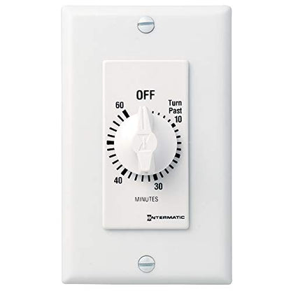 Intermatic FD60MWC 60-Minute Spring-Wound In-Wall Countdown Timer Switch for Auto-Off control of Fans and Lights, White - color: White, size: 60-Minute, style: Without Hold on Timer