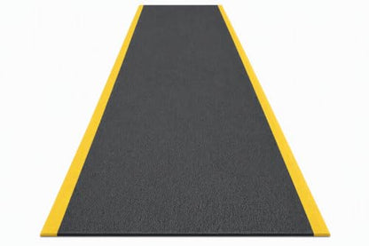 Guardian 24036001BY Soft Step Anti-Fatigue Floor Mat, Vinyl, 3'x 60', Black with Yellow Stripe - color: Black and Yellow, size: 720"L x 36"W x 0.4"Th