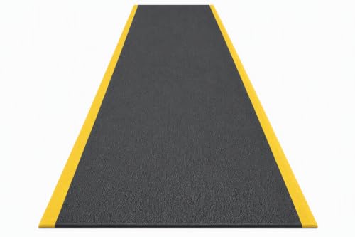 Guardian 24036001BY Soft Step Anti-Fatigue Floor Mat, Vinyl, 3'x 60', Black with Yellow Stripe - color: Black and Yellow, size: 720"L x 36"W x 0.4"Th