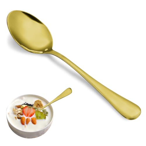 12 Pcs Gold Teaspoons Set, Stainless Steel Spoons Silverware, 6.7 Inch - color: Gold