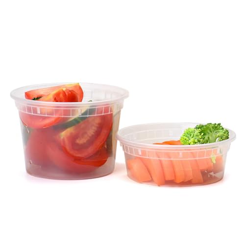 Glotoch Express 48 Sets Deli Containers with Lids,16/8 oz X 24 Set Each - size: Mix(8 &16 oz) - 48 Sets