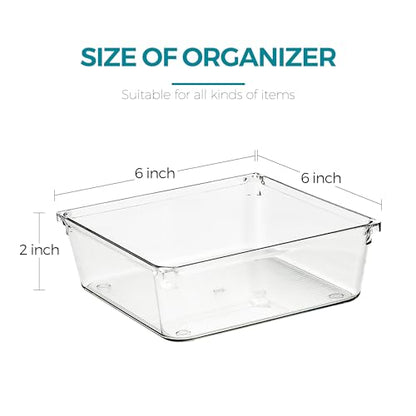 8 Pack Drawer Organizers, 6"X 6" Clear Acrylic Storage Bins - size: 6"X 6"