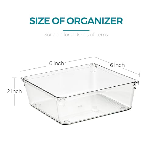 8 Pack Drawer Organizers, 6"X 6" Clear Acrylic Storage Bins - size: 6"X 6"