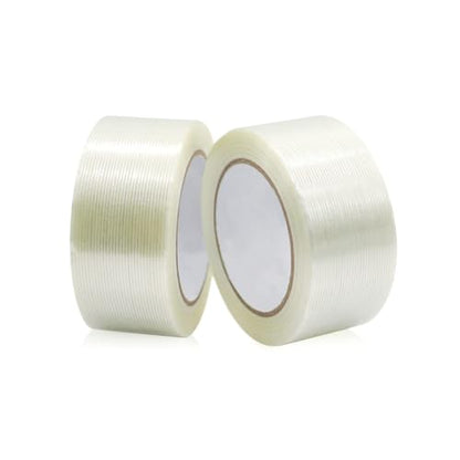 Filament Reinforced Strapping Tape 2 Roll 2 Inch x 35 Yards 5.5 Mil Heavy Duty Transparent Reinforced Fiberglass Tape