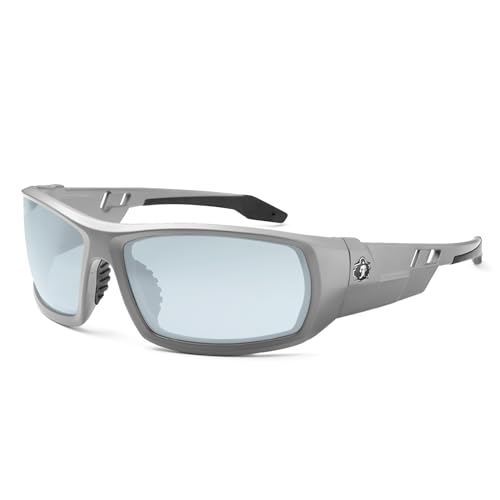 Ergodyne Skullerz ODIN Safety Glasses Sunglasses, Impact Resistant Z87.1+ - color: Matte Gray Frame, in/Outdoor Lens