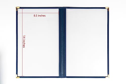 Menu Covers, Double Pages, 8.5" x 14" Legal Size, Blue, Pack of 6 - color: Blue