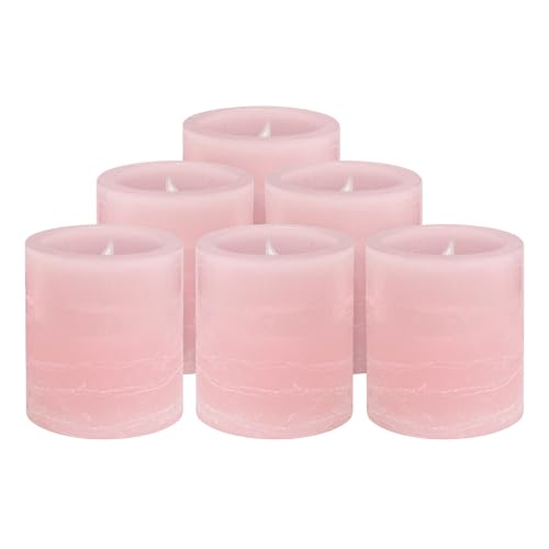 FURORA LIGHTING Pink Marble Real Wax Votive LED Candles, 6-Pack - color: Pink Flat Top, Real Wax