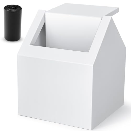 1 Pack Double Entry Sanitary Napkin Receptacle Swing Top, White