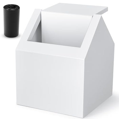 1 Pack Double Entry Sanitary Napkin Receptacle Swing Top, White