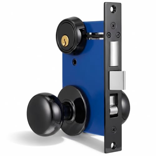 Tandefio 1 Set Double Cylinder Mortise Lock, Left Hand, Black - color: Black, style: Left Hand