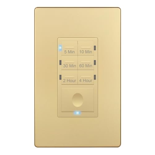 ENERLITES 4-Hour Neutral Countdown Timer Switch for Exhaust Fans, Gold - color: Gold, size: 4 Hour