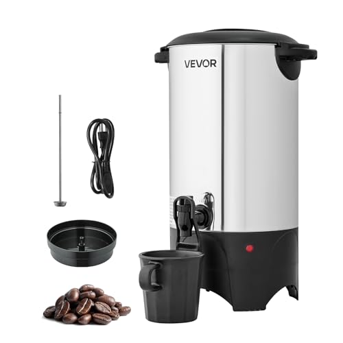 VEVOR Commercial Coffee Urn, 40 Cup 6 L Hot Beverage Dispenser with Dripless Faucet, Quick-Brewing Commercial Coffee Maker, with Stainless Steel Liner, for Catering, Business, Church & Restaurant - size: 40Cup
