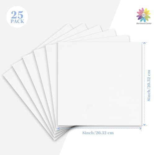 Mat Board Center 25 Pack 8x8 Corrugated Cardboard Sheets 1/8" Flat Pads - color: White, size: 8x8