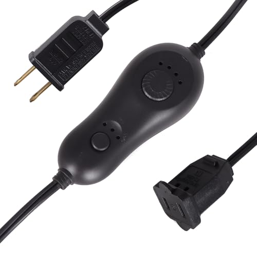 Plug in Dimmer, Upgrade Lamp Dimmer Switch, Timer Dimmers, Slide Control Light Timer for Dimmable Indoor Outdoor String Lights and Incandescent Bulbs, 6 ft Extension Cord, Black