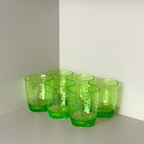 15-Ounce Plastic Tumblers (Set of 6), Reusable Plastic Mugs, BPA-Free Acrylic to Drink Mugs, Shatter Resistant, Textured Interior, Dishwasher Safe (Green, 15 Ounce) - color: Green, size: 15 Ounce