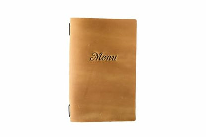 Inko Horeca - Leather Menu Holder - Soft Folding Menu Covers - Custom Menu Cover for Restaurant with Embosing - Cafe Menu Folder Book for Bar - Drink Menu (Sand)