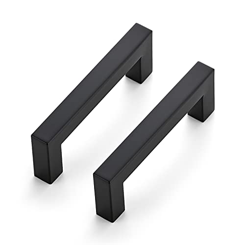 Ravinte Matte Black Cabinet Handles Square Pulls 3-1/2 Inch 10 Pack - size: 4 Inch (3-1/2 Inch Hole Center)