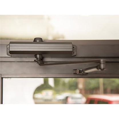 Global Door Controls TC201-DU Compact Commercial Door Closer in Duronotic with Adjustable Spring Tension - Sizes 1-4