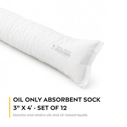 Oil Only Absorbent Socks 3 x 48 Inch, 12 Pack, 1.4 Gallon Each - color: Oil Socks 3" x 48" (12-Pack), size: 1