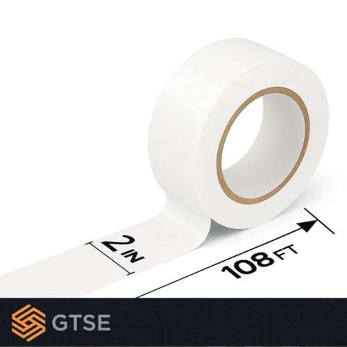 GTSE - White Vinyl PVC Floor Tape 2 inch x 108ft Safety Marking Tape - color: White, size: 2" x 108 ft