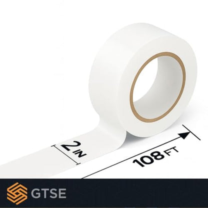 GTSE - White Vinyl PVC Floor Tape 2 inch x 108ft Safety Marking Tape - color: White, size: 2" x 108 ft