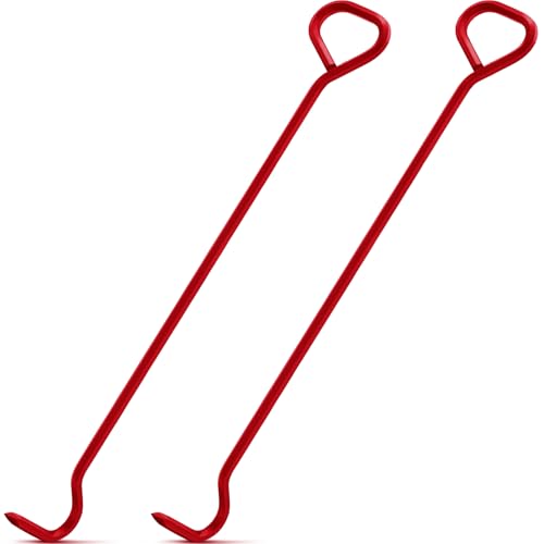 Therwen 2 Pcs 36 Inch Manhole Cover Hook Tool, 5/8" Hex Alloy Steel, Red - color: Red, size: 36 Inch