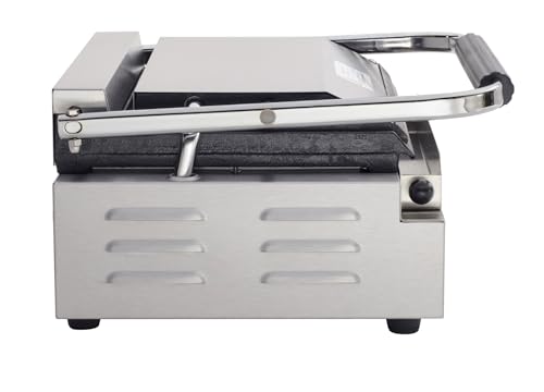Kratos Commercial Electric Panini Sandwich Grill with Grooved Plates - size: Medium w/ Grooved Plates