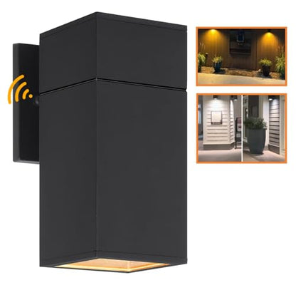 Dusk to Dawn Outdoor Wall Lantern, Waterproof Exterior Lighting - color: Rectangle (Black A-Dusk to Dawn)