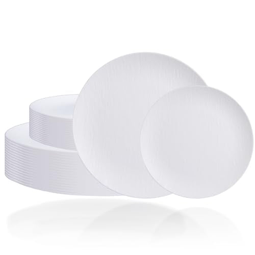 32pcs White Hard Plastic Plates Reusable Dinnerware Dish Set - color: White