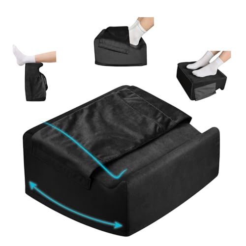 Under Desk Footrest with Rocking Base & Warming Cover, Black Velvet - color: Black, size: 12.6" L x 15" W x 7.3"