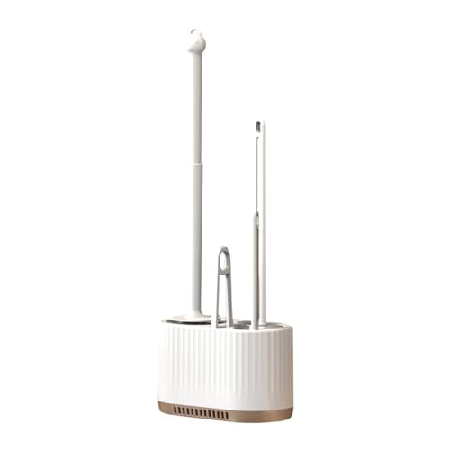 Basaza Toilet Brush and Holder Set Toilet Bowl Cleaning Brush and Holder for Bathroom 4 in 1 White Toilet Bowl Cleaner Brushes & Holders Bathroom Accessories Floor Standing or Wall Mounted