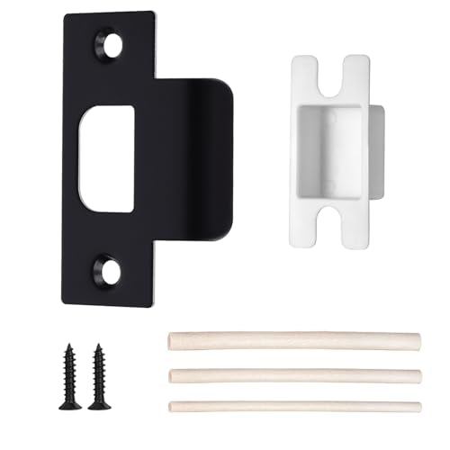 T-Shape Door Strike Plate, Matte Black, 2-1/8'' Hole Spacing - color: Matte Black