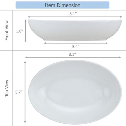 EIKS Ceramic Deep Plates Oval Shaped Dishes, Size of L8.1 x W5.7 - size: S Size (L8.1" x W5.7")