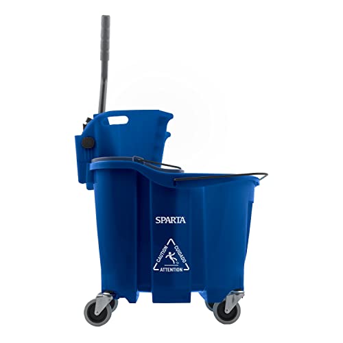 SPARTA 35 Qt Mop Bucket System with Wringer and Insert, Blue - color: Blue
