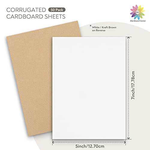 Mat Board Center, 50 Pack 5x7 Inch Corrugated Cardboard Sheets - color: 50 Pack, size: 5x7