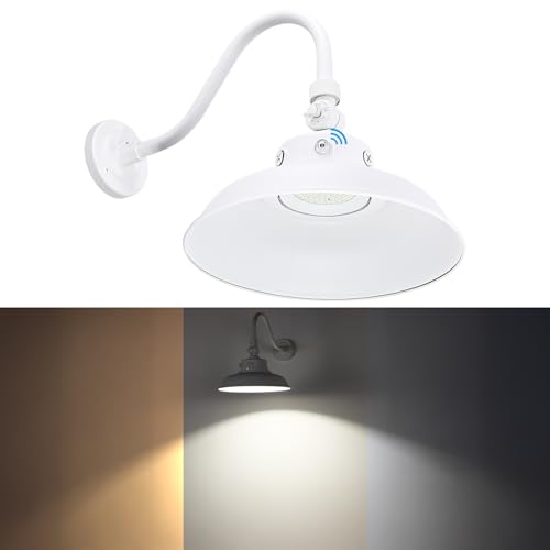 LEONLITE 3CCT 14 Inch Outdoor Barn Light, 120-277V, Integrated LED, White - color: White