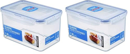 LOCK & LOCK Easy Essentials Food Lids/Pantry Storage/Airtight Containers, BPA Free, Rectangle - 8 Cup - for Cookies, Clear(Pack of 2) - size: 8 Cup (Pack of 2), style: 8 Cup