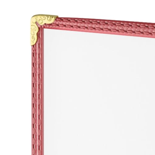 TrueCraftware- 8-1/2” x 11” Maroon Double Fold Restaurant Menu Covers 2 Page 4 View Set of 10- Crystal Clear Café Menu Holders Fits A4 Size Paper Menu Covers Clear Menu Sleeves - color: Maroon
