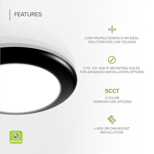 ASD 1 Pack Black LED Disk Lights 6 Inch, 5CCT Flush Mount Ceiling Light - color: Black, size: 1 Pack