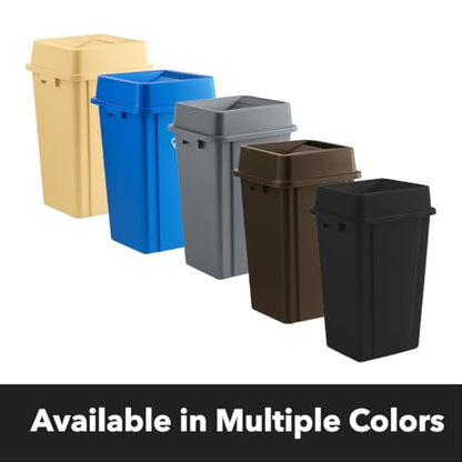 Gray, 25 Gallon Square Commercial Trash Can with Swing Lid, Heavy-Duty Garbage Can, Industrial Trash Bin for Restaurants/Warehouse/Commercial Facilities - color: Gray, size: 25 Gallon with Lid