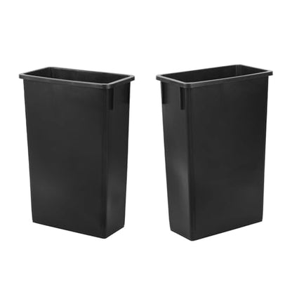 Plexon 23-Gallon Trash Can Set – Tall, Space-Saving Black Bins for Kitchen, Garage, Office, or Restaurant Use – Narrow Rectangular Design, 2-Pack
