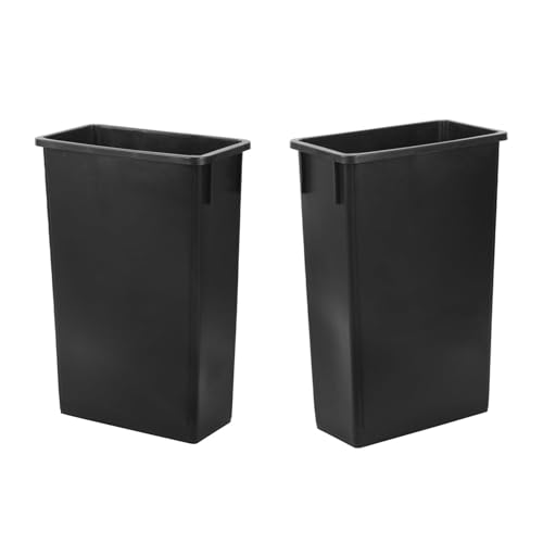 Plexon 23-Gallon Trash Can Set – Tall, Space-Saving Black Bins for Kitchen, Garage, Office, or Restaurant Use – Narrow Rectangular Design, 2-Pack