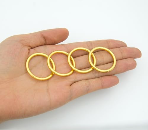 40pcs 4 Sizes O Rings Welded Strong Metal Heavy Duty Round Ring for Pet Collars Buckle Belts Strap Webbing Sewing - color: 1"(25mm) Gold 20pcs