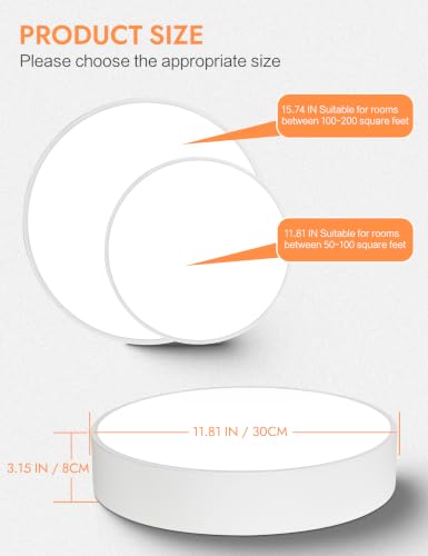 11.81in Dimmable Modern White Flush Mount LED Ceiling Light Fixture - color: White, size: 11.81 inch